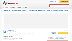 Freesound聲音庫：Herätyskello, pirisevä / Alarm clock, mechanical, wind up, ringing alarm (Peter)縮圖