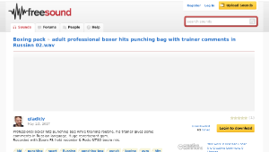 Freesound聲音庫：adult professional boxer hits punching bag with trainer comments in Russian 02.wav