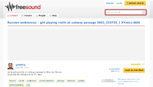 Freesound聲音庫：girl playing violin at subway passage 0601_215735_1 XYmics.WAV