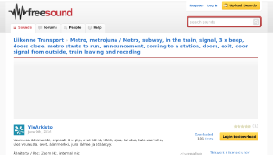 Freesound聲音庫：Metro, metrojuna / Metro, subway, in the train, signal, 3 x beep, doors close, metro starts to run-資源代表圖