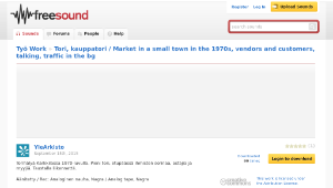 Freesound聲音庫：Tori, kauppatori / Market in a small town in the 1970s, vendors and customers, talking, traffic in縮圖