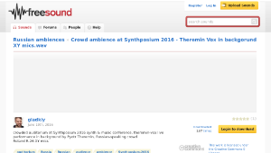 Freesound聲音庫：Crowd ambience at Synthposium 2016 - Theremin Vox in backgorund XY mics.wav