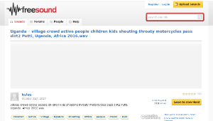 Freesound聲音庫：village crowd active people children kids shouting throaty motorcycles pass dirt2 Putti, Uganda-資源代表圖