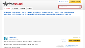 Freesound聲音庫：Juna, kulkua, pysähdys, makuuvaunu / Train, in a sleeping car, running, rails clattering rhytmically-資源代表圖