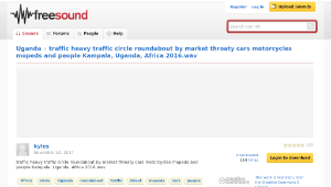 Freesound聲音庫：traffic heavy traffic circle roundabout by market throaty cars motorcycles mopeds and people Kampala