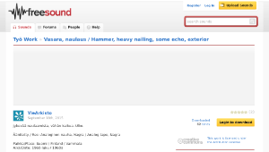 Freesound聲音庫：Vasara, naulaus / Hammer, heavy nailing, some echo, exterior縮圖