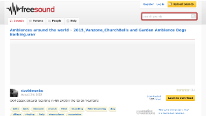 Freesound聲音庫：2015_Vanzone_ChurchBells and Garden Ambience Dogs Barking.wav