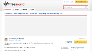 Freesound聲音庫：Multiple Deep Explosions (Noisy rec)