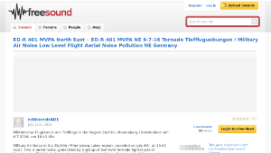 Freesound聲音庫：ED-R 401 MVPA NE 6-7-16 Tornado Tieffluguebungen / Military Air Noise Low Level Flight Aerial Noise