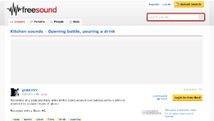 Freesound聲音庫：Opening bottle, pouring a drink