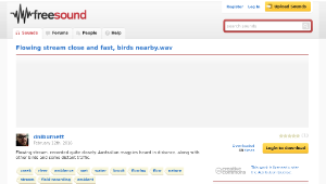 Freesound聲音庫：Flowing stream close and fast, birds nearby.wav