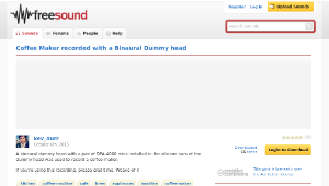 Freesound聲音庫：Coffee Maker recorded with a Binaural Dummy head