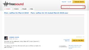 Freesound聲音庫：Perc. coffee tin 12 muted March 2016.wav