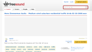 Freesound聲音庫：Medium wind suburban residential traffic birds 02-10-2009.wav