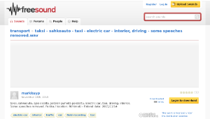 Freesound聲音庫：taksi - sahkoauto - taxi - electric car - interior, driving - some speeches removed.wav