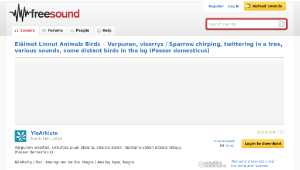 Freesound聲音庫：Varpunen, viserrys / Sparrow chirping, twittering in a tree, various sounds, some distant birds in