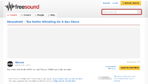 Freesound聲音庫：Tea Kettle Whistling On A Gas Stove