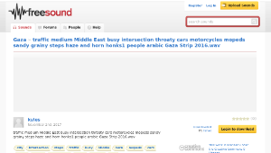 Freesound聲音庫：traffic medium Middle East busy intersection throaty cars motorcycles mopeds sandy grainy steps haze縮圖