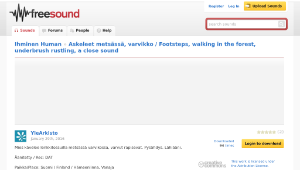 Freesound聲音庫：Askeleet metsässä, varvikko / Footsteps, walking in the forest, underbrush rustling, a close sound -資源代表圖