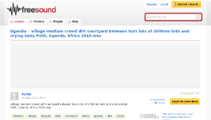 Freesound聲音庫：village medium crowd dirt courtyard between huts lots of children kids and crying baby Putti, Uganda