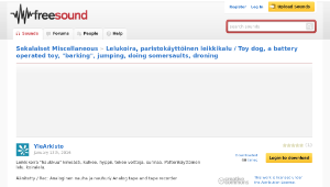 Freesound聲音庫：Lelukoira, paristokäyttöinen leikkikalu / Toy dog, a battery operated toy, "barking", jumping, doing-資源代表圖
