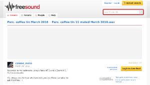 Freesound聲音庫：Perc. coffee tin 11 muted March 2016.wav
