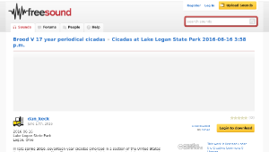 Freesound聲音庫：Cicadas at Lake Logan State Park 2016-06-16 3:58 p.m.縮圖