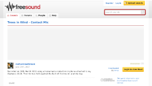 Freesound聲音庫：Trees in Wind - Contact Mic