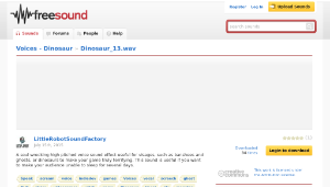 Freesound聲音庫：Dinosaur_13.wav