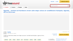 Freesound聲音庫：market ext hardware street calm steps voices air conditioners Kampala, Uganda, Africa 2016.wav