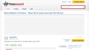 Freesound聲音庫：Risen 6x14 wood snare top (57)-02.wav