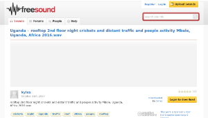 Freesound聲音庫：rooftop 2nd floor night crickets and distant traffic and people activity Mbale, Uganda, Africa 2016-資源代表圖