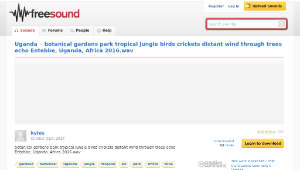 Freesound聲音庫：botanical gardens park tropical jungle birds crickets distant wind through trees echo Entebbe-資源代表圖