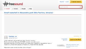 Freesound聲音庫：Small waterfall in Alexandria park (Bila Tserkva, Ukraine)縮圖