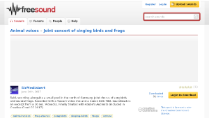 Freesound聲音庫：Joint concert of singing birds and frogs