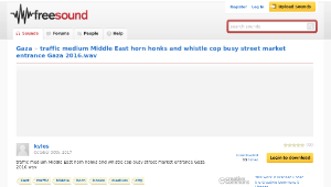 Freesound聲音庫：traffic medium Middle East horn honks and whistle cop busy street market entrance Gaza 2016.wav-資源代表圖
