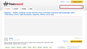 Freesound聲音庫：traffic medium street market from 2nd floor balcony tall buildings echo +stacking crates right-資源代表圖