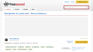 Freesound聲音庫：Beergarden in a back yard  - Stereo Ambience-資源代表圖