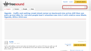 Freesound聲音庫：traffic and waiting crowd street corner on boulevard nice active chill then van pulls up and idles