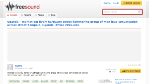 Freesound聲音庫：market ext lively hardware street hammering group of men loud conversation across street Kampala縮圖