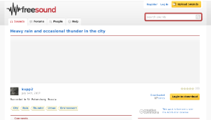 Freesound聲音庫：Heavy rain and occasional thunder in the city-資源代表圖