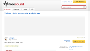 Freesound聲音庫：Rain on concrete at night.wav