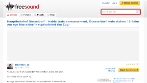 Freesound聲音庫：inside train announcement, Duesseldorf main station / S-Bahn Ansage D端sseldorf Hauptbahnhof (im Zug)