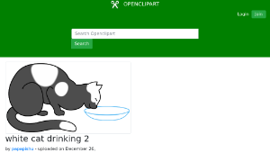 openclipart圖庫：white cat drinking 2-資源代表圖