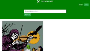 openclipart圖庫：Skeleton playing at a monster ball縮圖