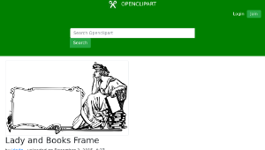 openclipart圖庫：Lady and Books Frame縮圖