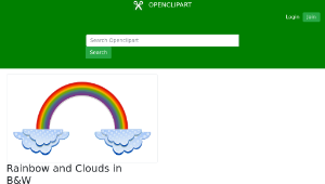 openclipart圖庫：Rainbow and Clouds in B&amp;W