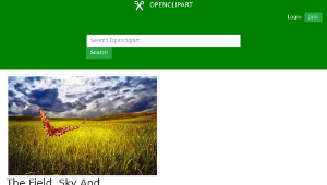 openclipart圖庫：The Field, Sky And Butterflies