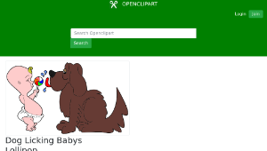 openclipart圖庫：Dog Licking Babys Lollipop