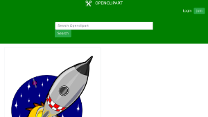 openclipart圖庫：Animation of Kliponius-Cartoon-rocket using JavaScript